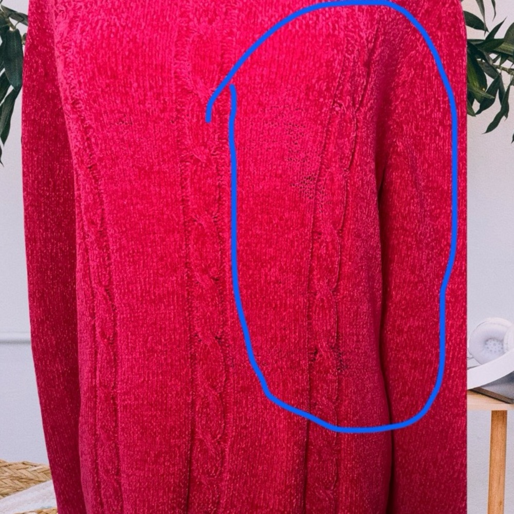 Vintage Sag Harbor Magenta Cable Knit Sweater - Picture 2 of 5